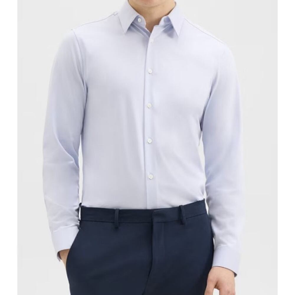 Theory Men's Xxl Cotton Stretch Sylvain Shirt In Structure Knit Olympic Color